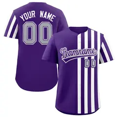 Purple White Thick Stripe Authentic Baseball Jersey 1