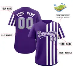 Purple White Thick Stripe Authentic Baseball Jersey 2