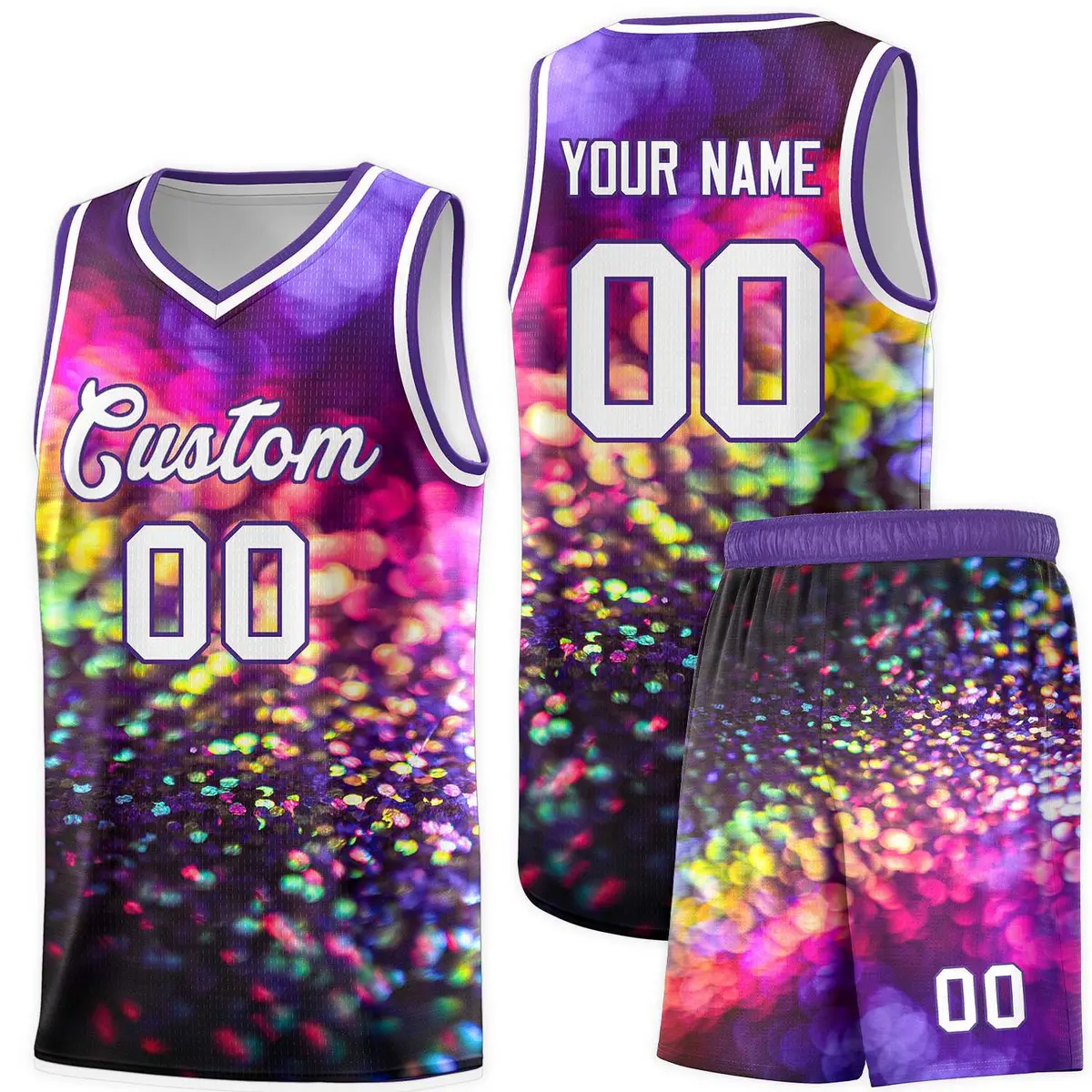Purple White Tie Dye Sports Basketball Jersey