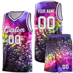 Purple White Tie Dye Sports Basketball Jersey