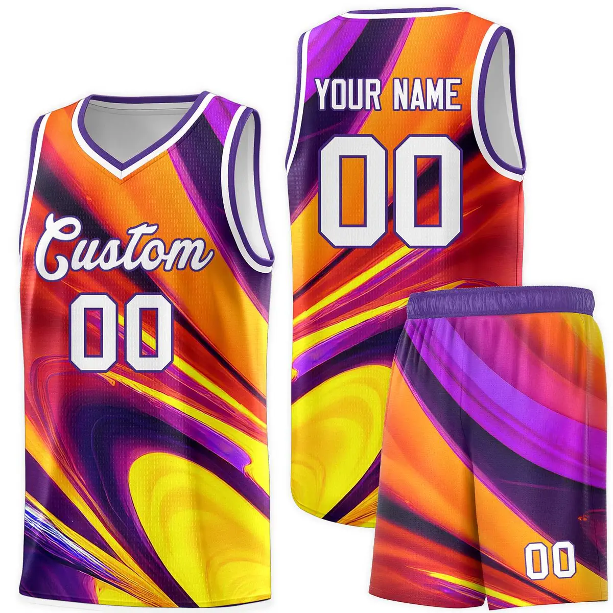Purple White Tie Dye Sports Basketball Jersey