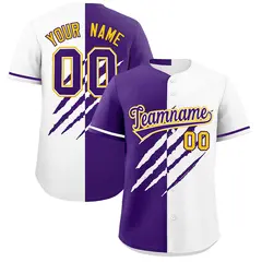 Purple White Tiger Claw Scratch Split Baseball Jersey