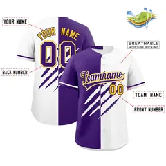 Purple White Tiger Claw Scratch Split Baseball Jersey 2