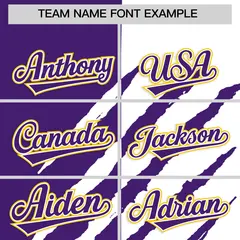Purple White Tiger Claw Scratch Split Baseball Jersey 3