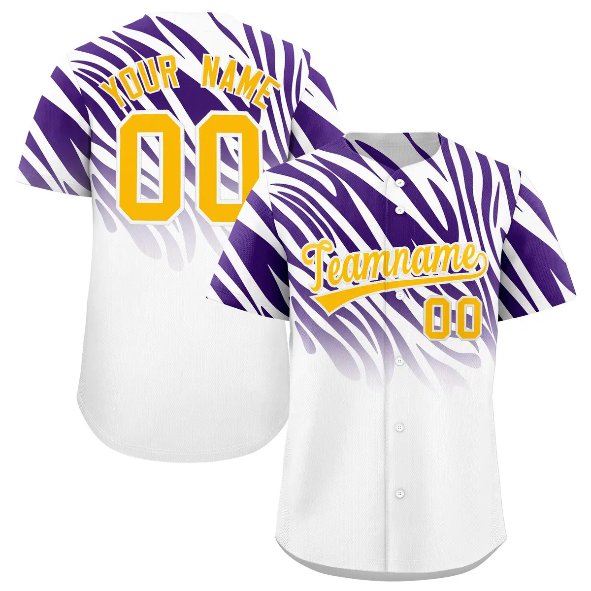 Purple White Tiger Stripe Gradient Baseball Jersey