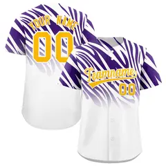 Purple White Tiger Stripe Gradient Baseball Jersey 1