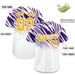 Purple White Tiger Stripe Gradient Baseball Jersey 2