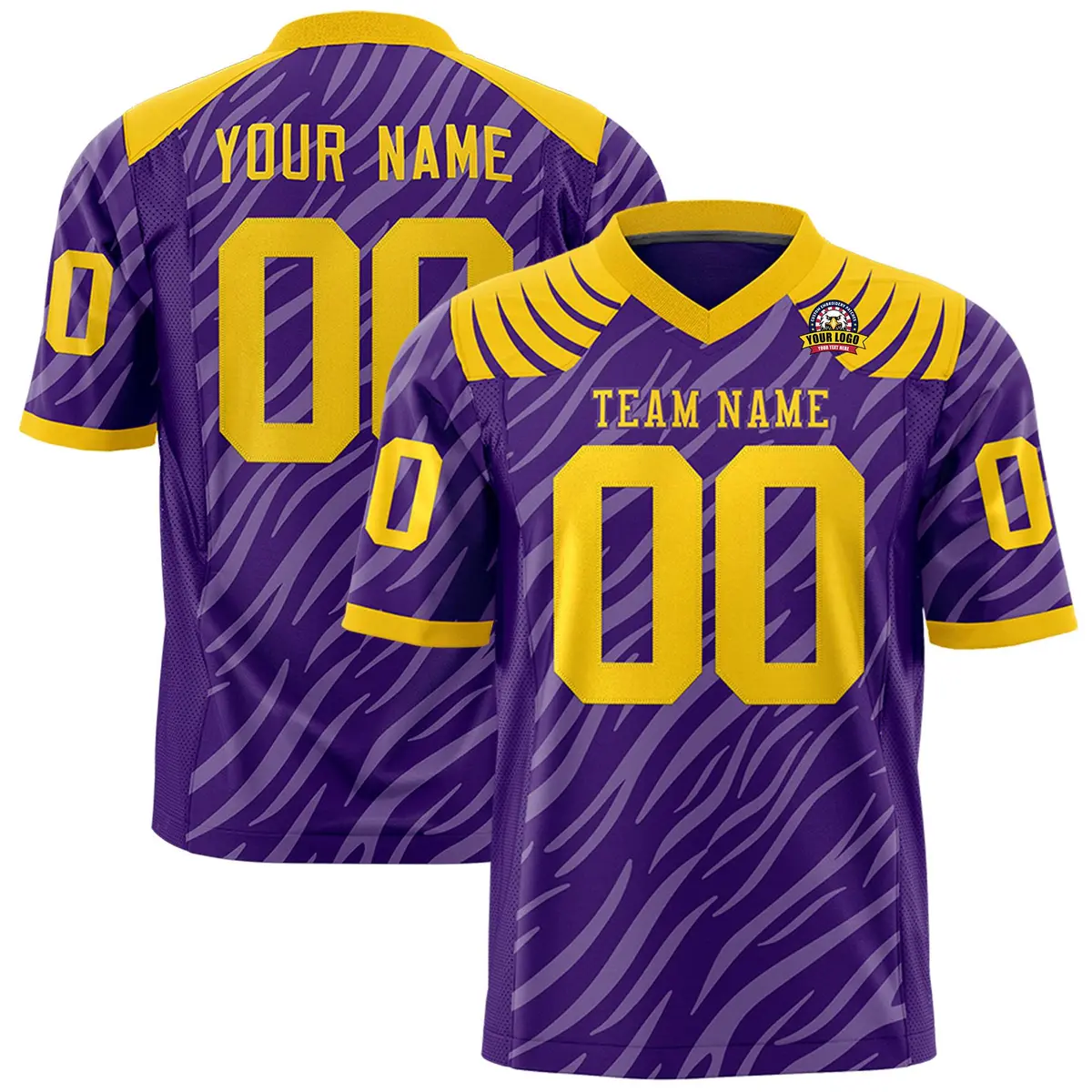 Purple White Tiger Stripe Graffiti Pattern Football Jersey