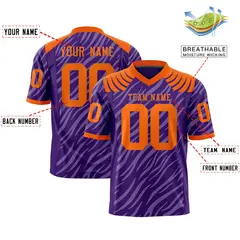 Purple White Tiger Stripe Graffiti Pattern Football Jersey 2