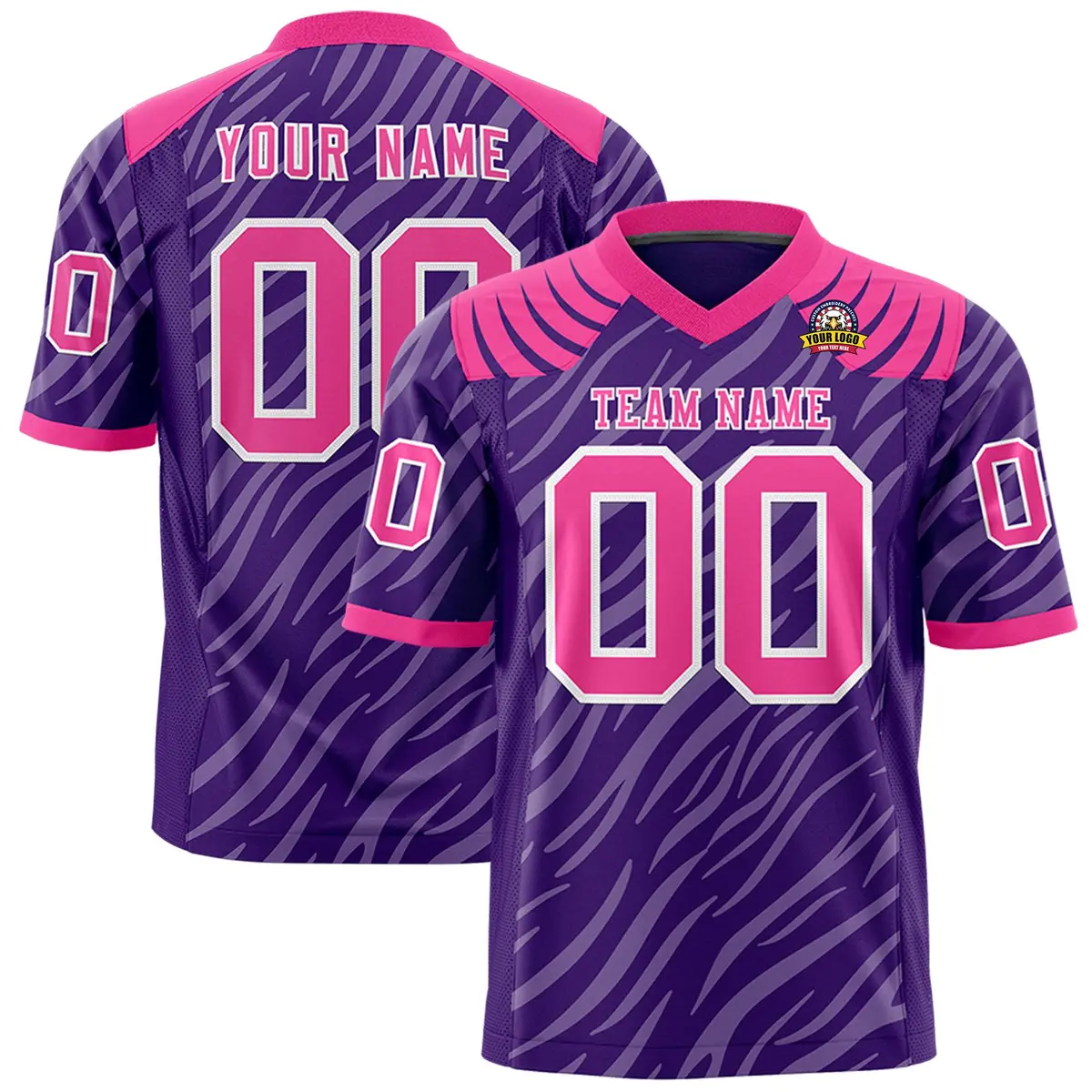 Purple White Tiger Stripe Graffiti Pattern Football Jersey