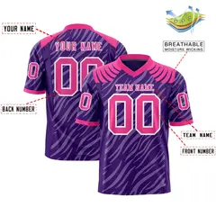 Purple White Tiger Stripe Graffiti Pattern Football Jersey 2