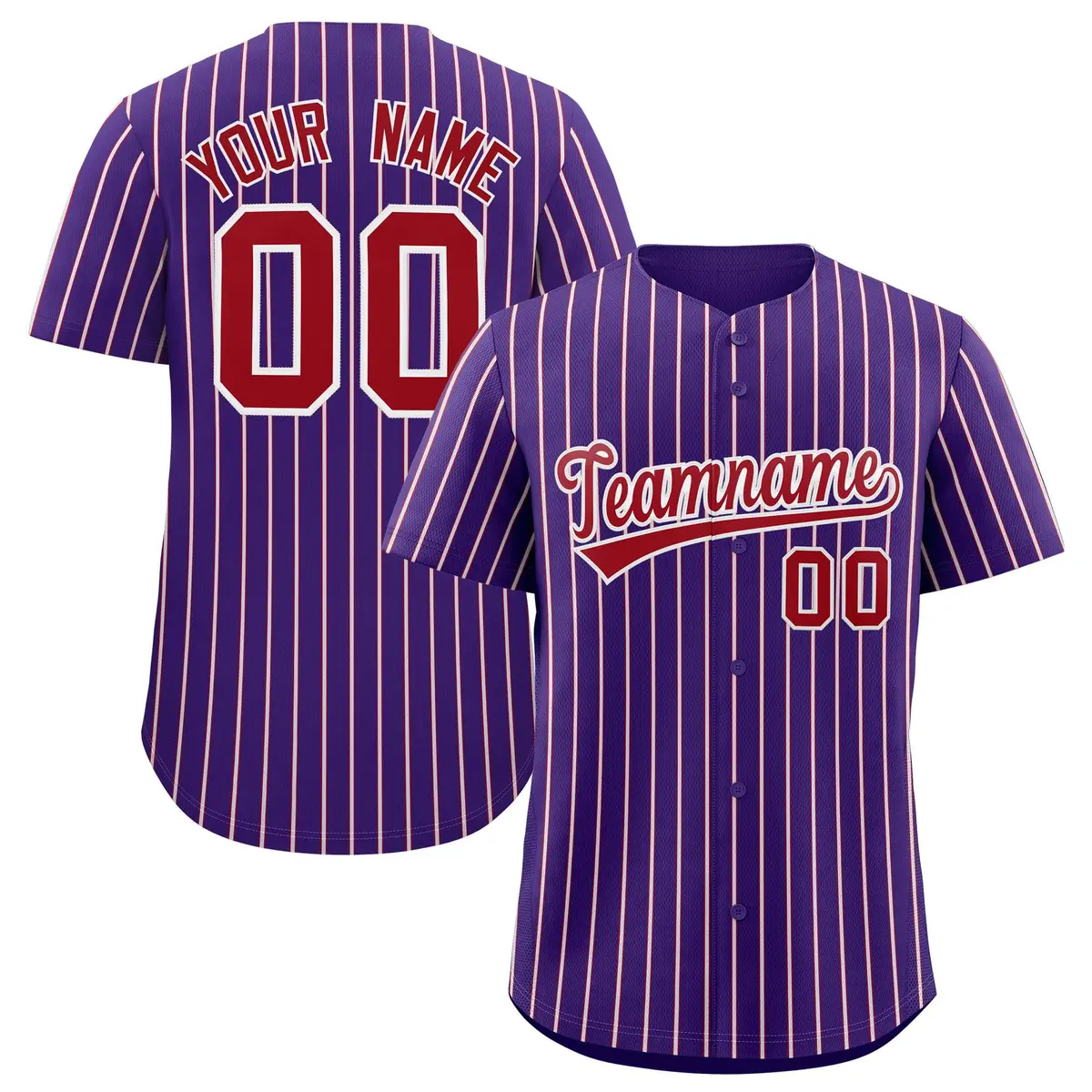 Purple White Tricolor Stripe Fashion Baseball Jersey