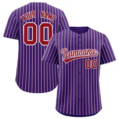 Purple White Tricolor Stripe Fashion Baseball Jersey