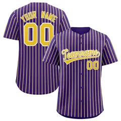 Purple White Tricolor Stripe Fashion Baseball Jersey