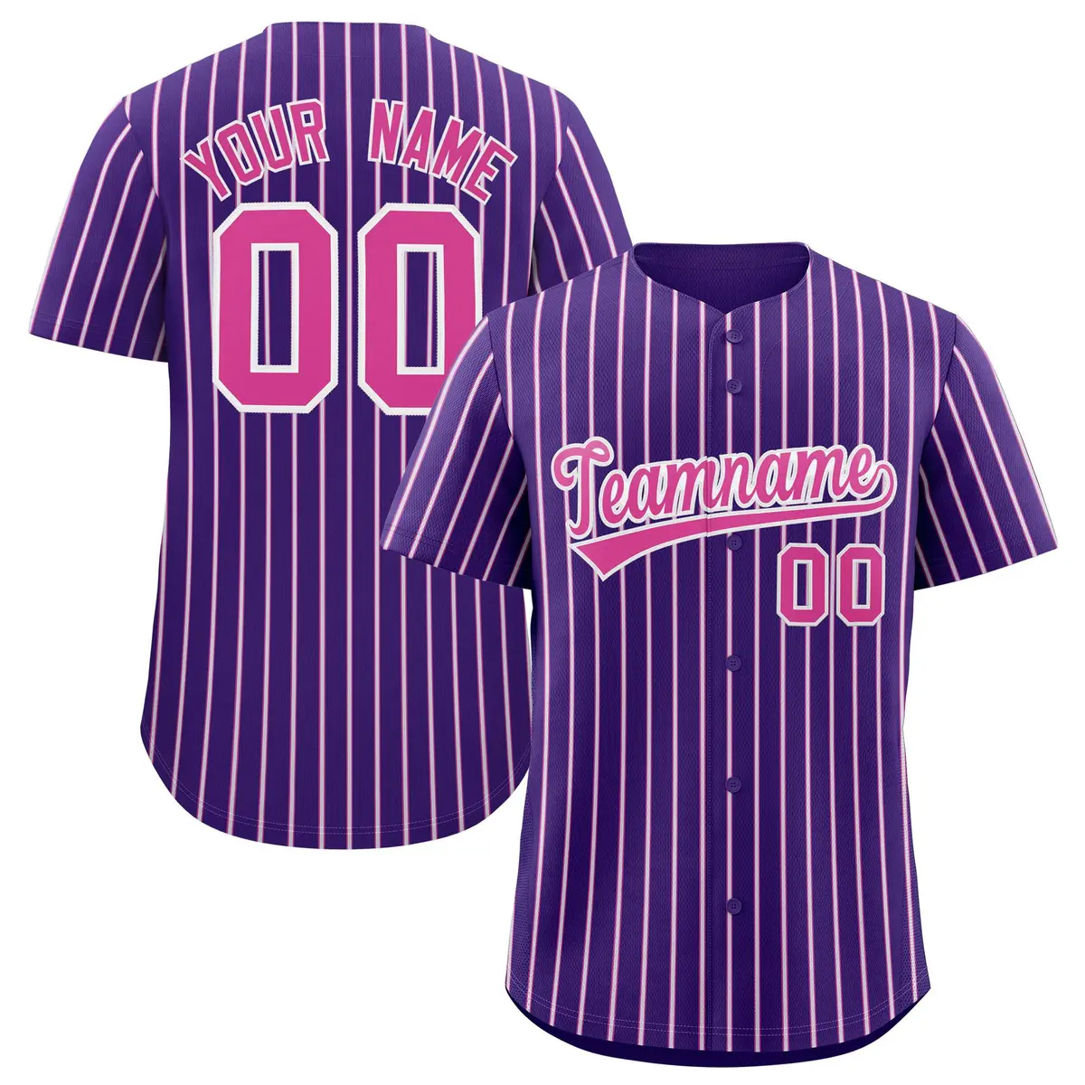 Purple White Tricolor Stripe Fashion Baseball Jersey
