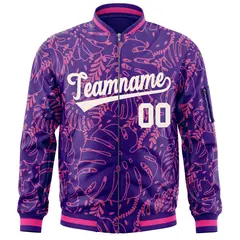 Purple White Varsity Letterman Bomber Jacket Hawaii Full-Zip 3