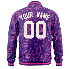 Purple White Varsity Letterman Bomber Jacket Hawaii Full-Zip 4