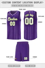 Purple White Vertical Stripe Team Basketball Jersey 2