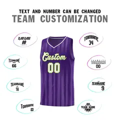 Purple White Vertical Stripe Team Basketball Jersey 3