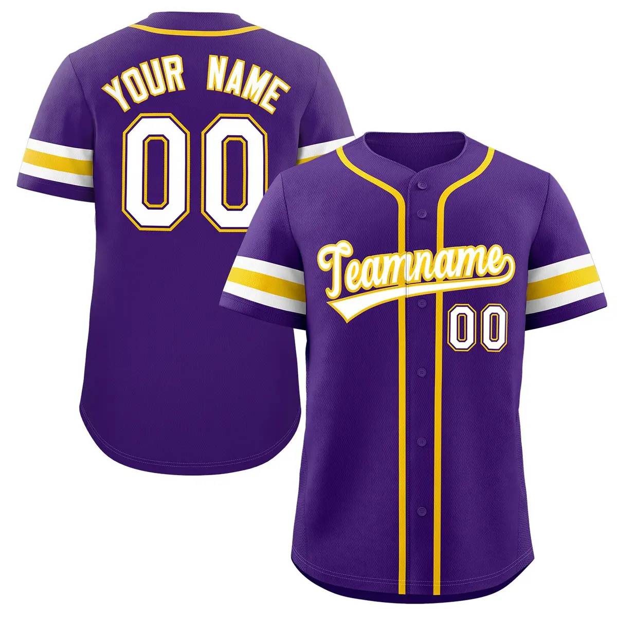 Purple White-Yellow Authentic Classic Baseball Jersey