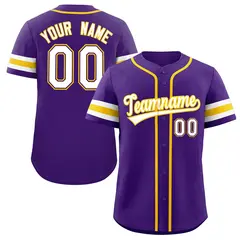 Purple White-Yellow Authentic Classic Baseball Jersey 1