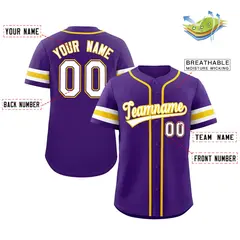 Purple White-Yellow Authentic Classic Baseball Jersey 2