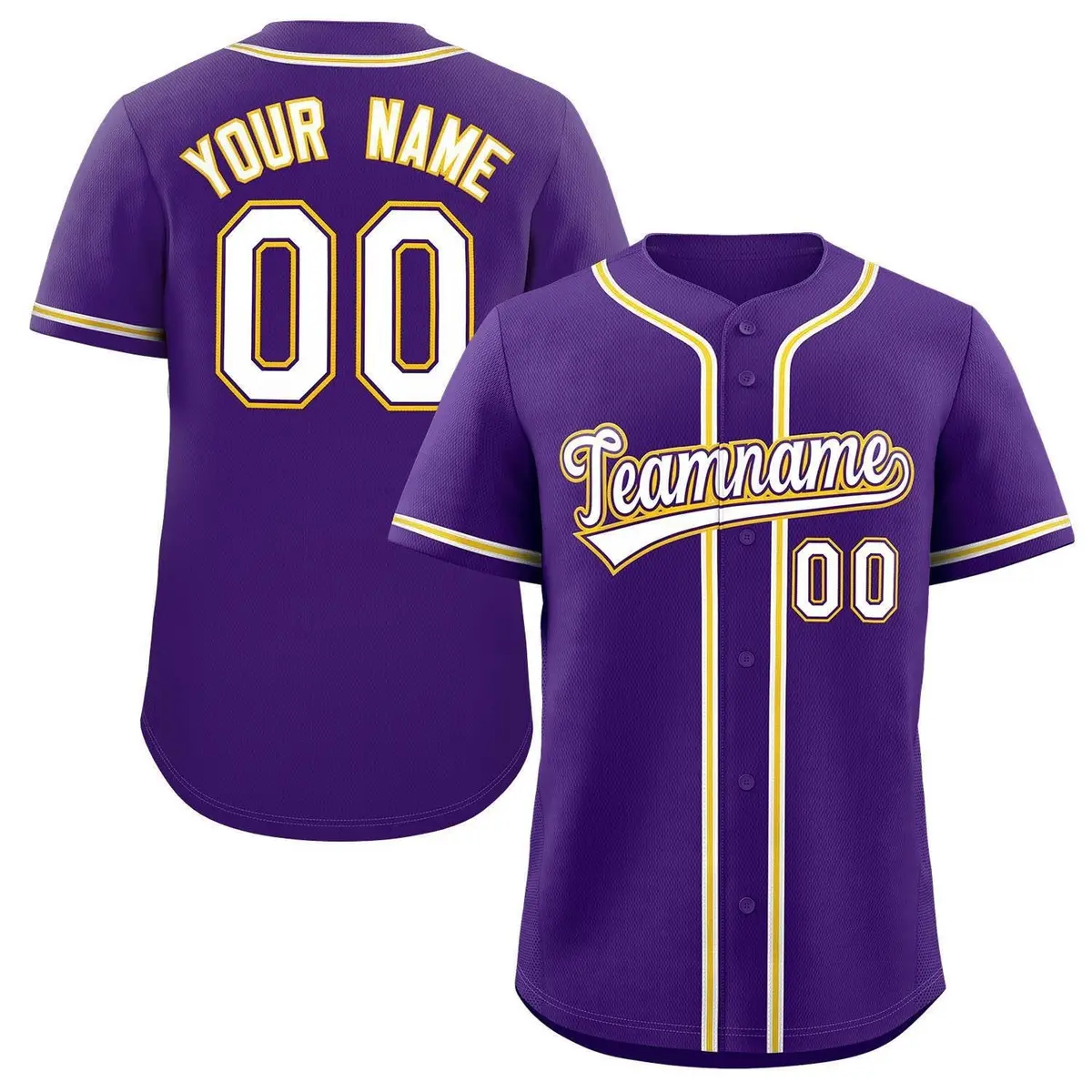 Purple White-Yellow Authentic Classic Baseball Jersey