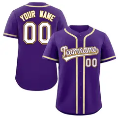 Purple White-Yellow Authentic Classic Baseball Jersey 1