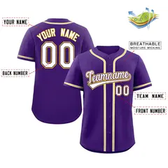 Purple White-Yellow Authentic Classic Baseball Jersey 2