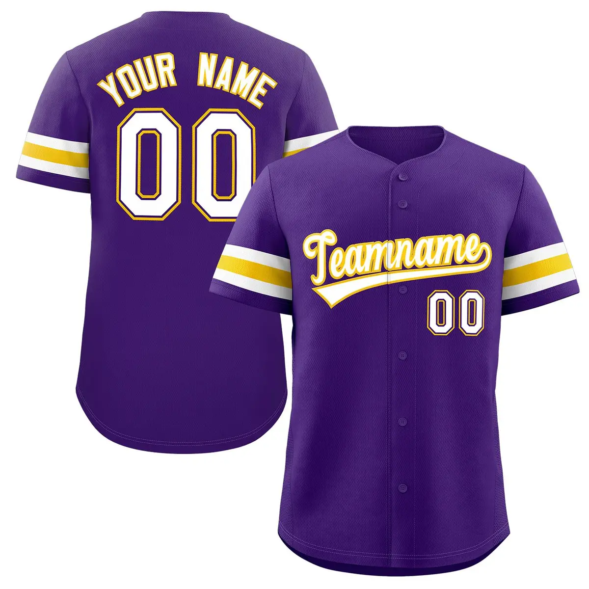 Purple White-Yellow Authentic Classic Baseball Jersey