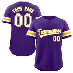 Purple White-Yellow Authentic Classic Baseball Jersey 1