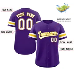 Purple White-Yellow Authentic Classic Baseball Jersey 2