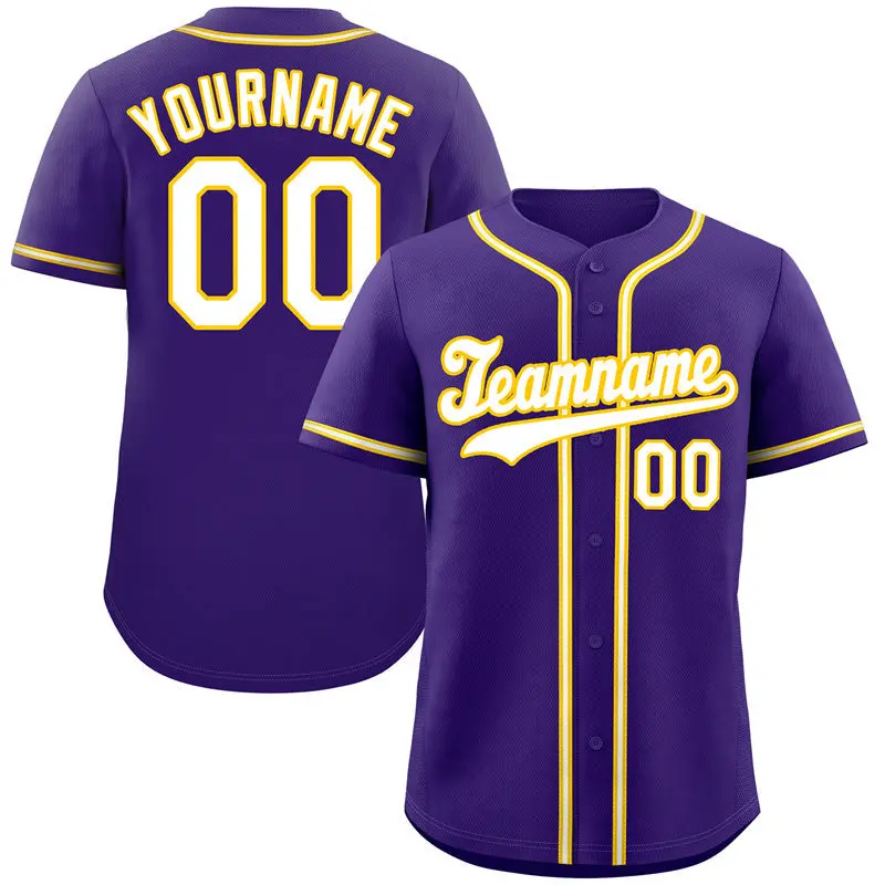 Purple White-Yellow Authentic Classic Baseball Jersey