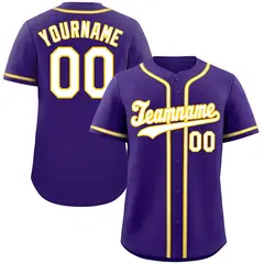Purple White-Yellow Authentic Classic Baseball Jersey 1