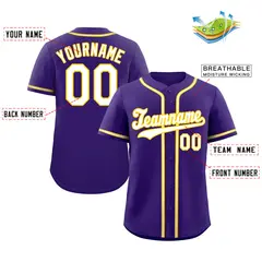 Purple White-Yellow Authentic Classic Baseball Jersey 2