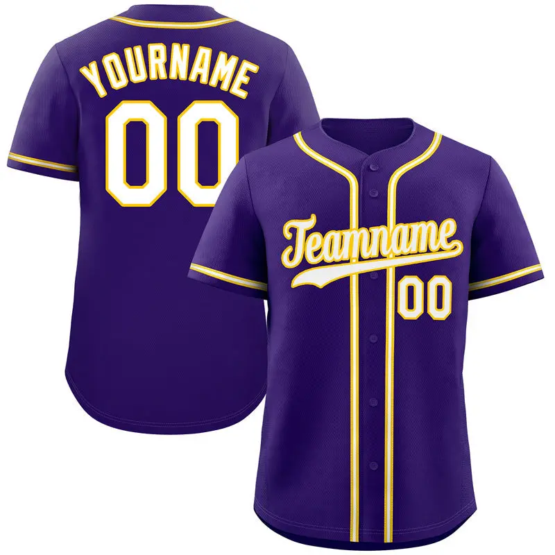 Purple White-Yellow Authentic Classic Baseball Jersey