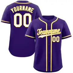 Purple White-Yellow Authentic Classic Baseball Jersey 1