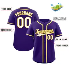 Purple White-Yellow Authentic Classic Baseball Jersey 2