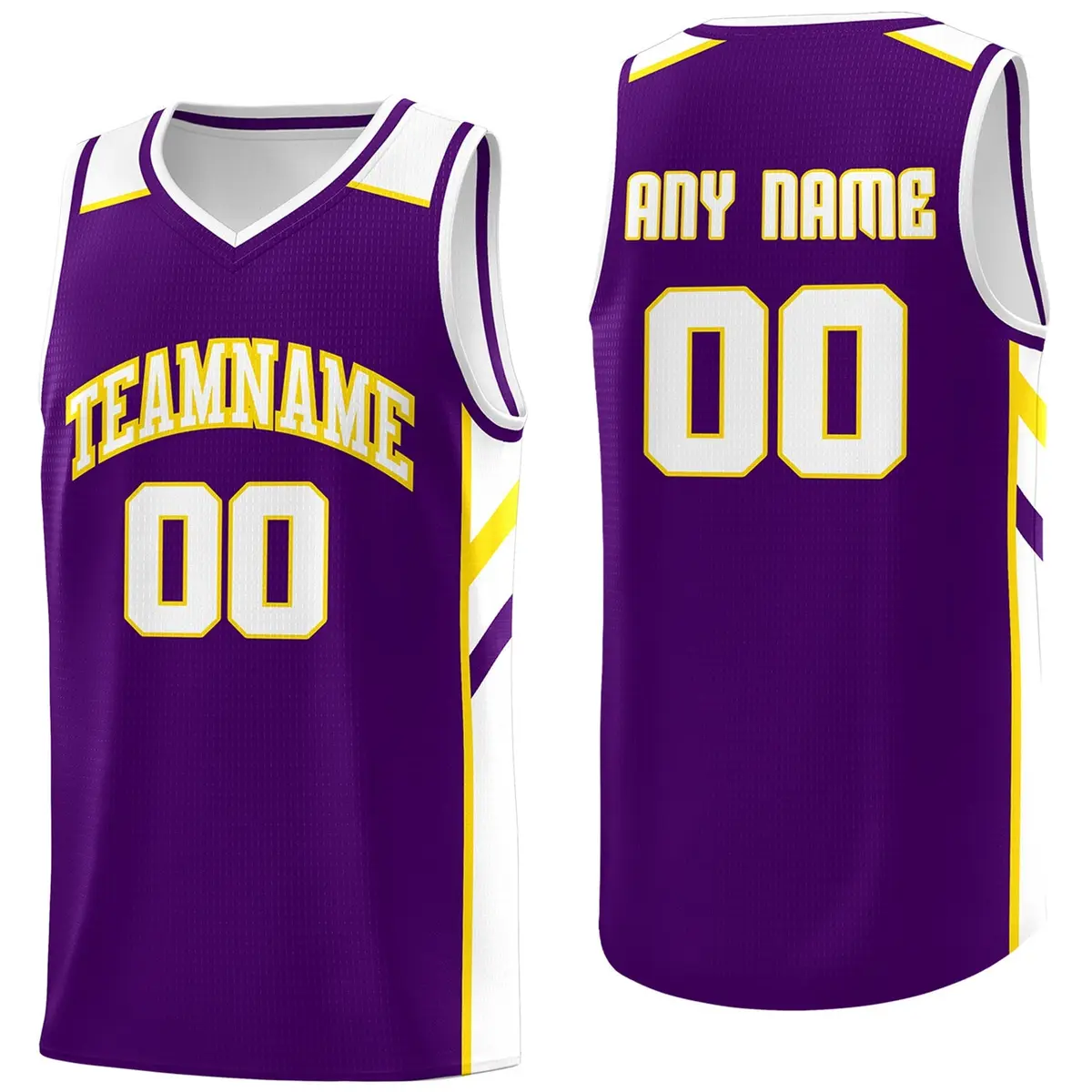 Men's Purple White-Yellow Basketball Jersey