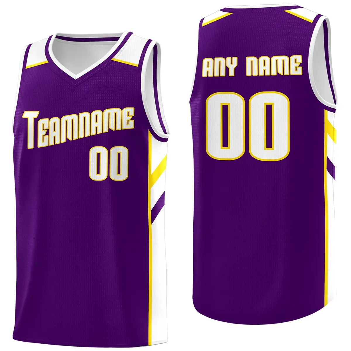 Men's Purple White-Yellow Basketball Jersey