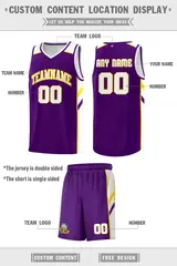 Purple White-Yellow Classic Basketball Jersey Set 2