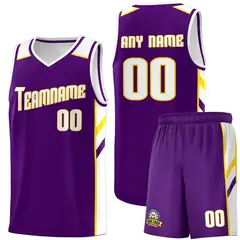 Purple White-Yellow Classic Basketball Jersey Set