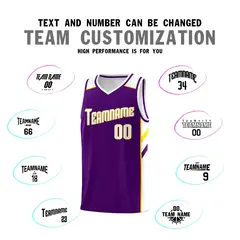Purple White-Yellow Classic Basketball Jersey Set 4
