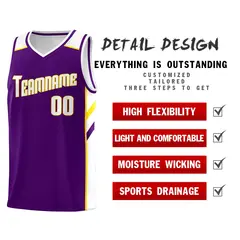Purple White-Yellow Classic Basketball Jersey Set 5