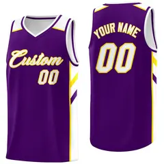 Purple White-Yellow Classic Breathable Basketball Jersey