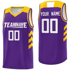 Purple White-Yellow Classic Casual Basketball Jersey for Men