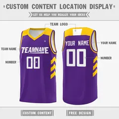 Purple White-Yellow Classic Casual Basketball Jersey for Men 2