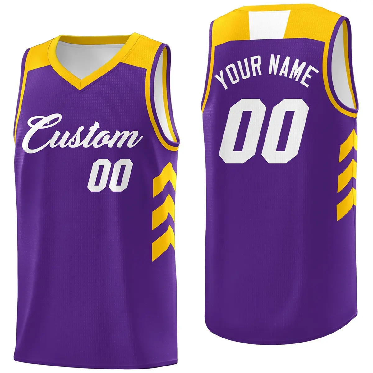 Purple White-Yellow Classic Mesh Basketball Jersey