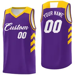 Purple White-Yellow Classic Mesh Basketball Jersey