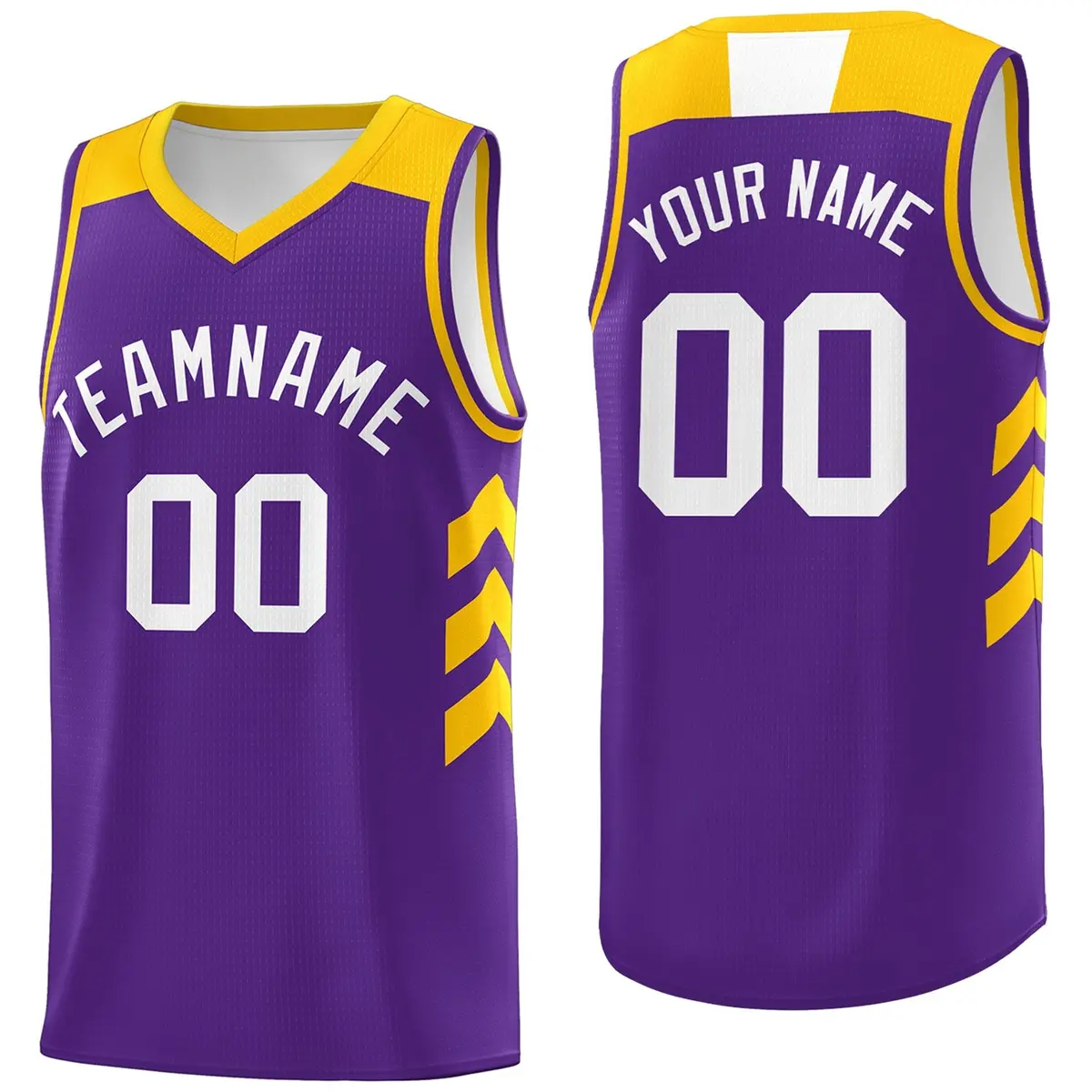 Purple White-Yellow Classic Mesh Basketball Jersey